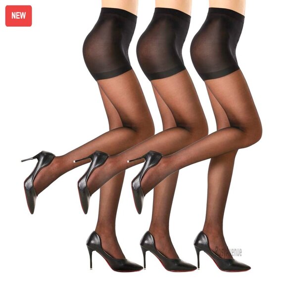 Other - 3-Pack Sheer Tights 20D Control Top Reinforced Toe Pantyhose Medium